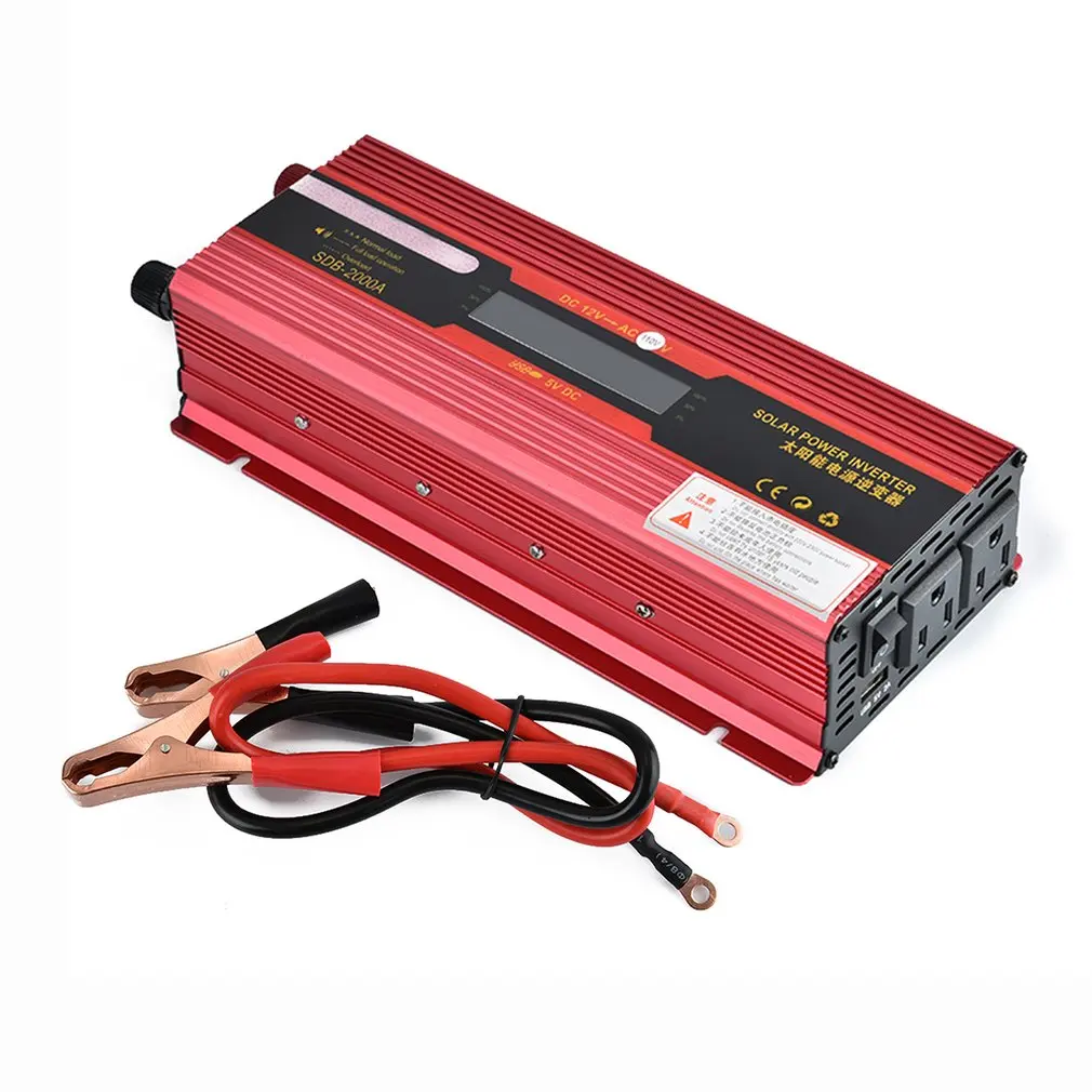 

Portable 2000W Solar Power Car Inverter High Frequency LCD Display 12V-110V Power Supply Outlet Power Inverter