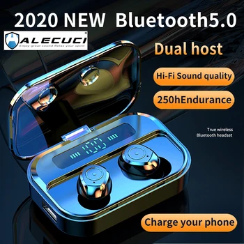 

ALECUCI M7s Wireless Earphones Stere Bluetooth 5.0 Headphones IPX7 Waterproof Earbuds with Charging Case Mic Touch Control Sport