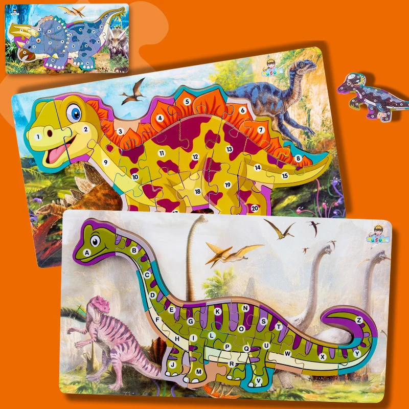 

Big Size Wooden Puzzle Kids Toy Baby Wooden Jigsaw Puzzles Cartoon Dinosaur Animal Early Educational Toys for Children