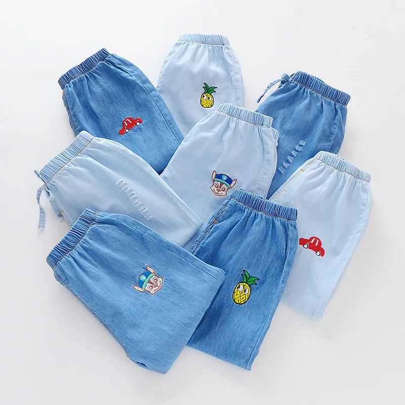 Men And Women Children Brand Summer Four Colors Cowboy Anti Mosquito Pants Children New Products Embroidery Children Medium Wais