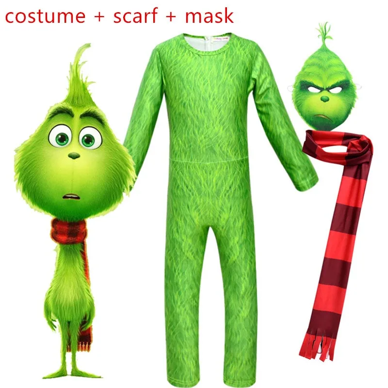 

3pcs Halloween green the thief Funny Christmas costumes set Boy Cosplay Clothes Mardi Gras Costume Party boys Kid Clothing set