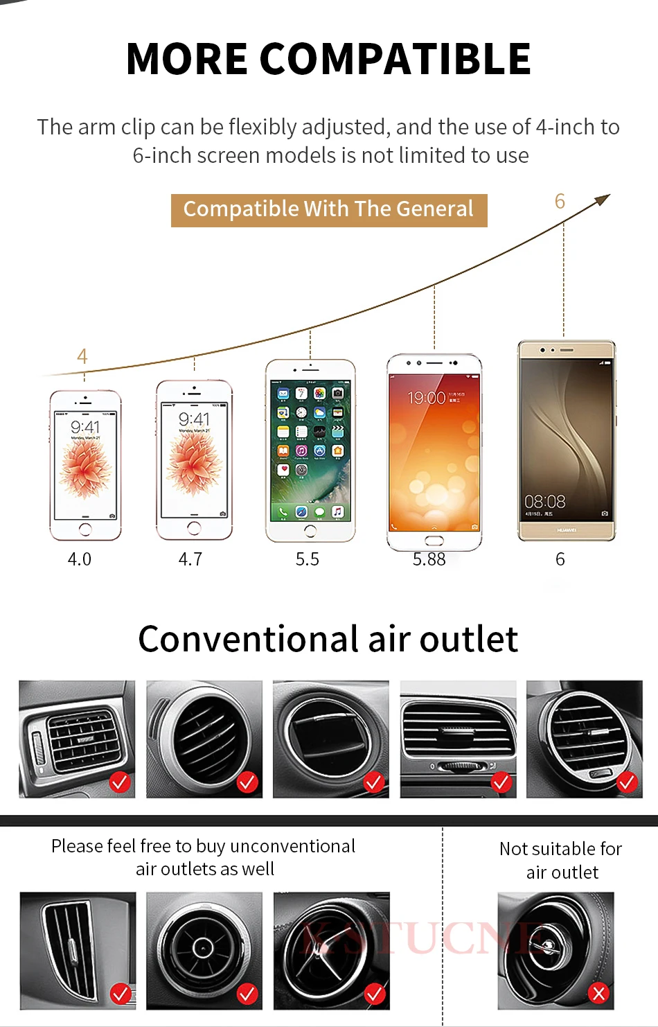 Gravity Car Phone Holder for Iphone 8 X Xs Max Samsung S9 S8 In Car Air Vent Mount Holders No Magnetic Mobile Stand