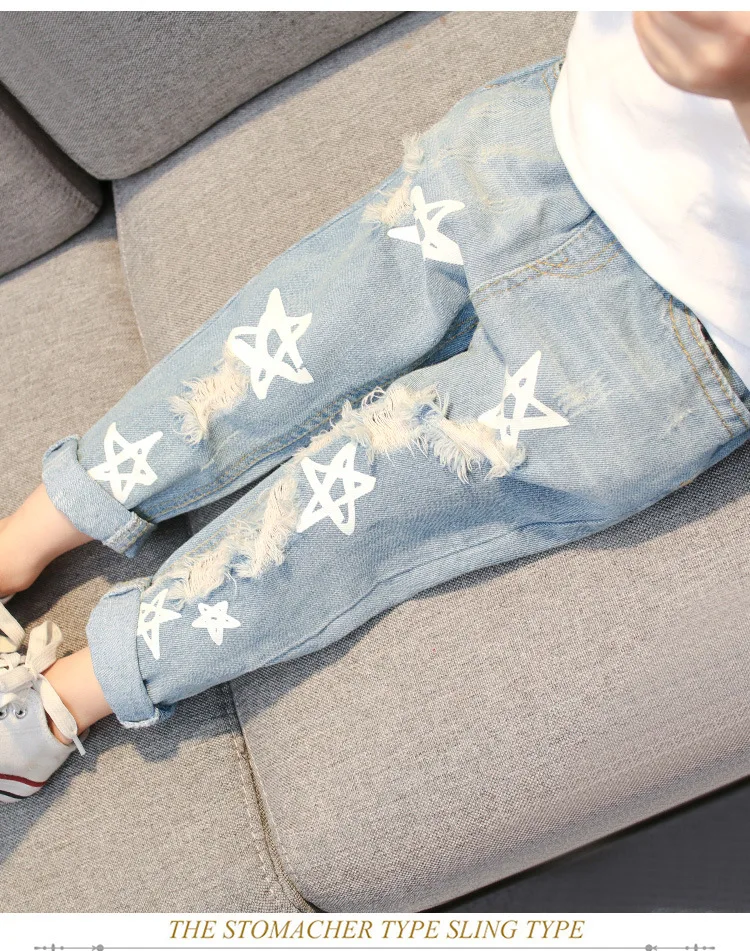 

Girl'S Jeans 19 New Style Spring Clothing 1-Year-Old Small CHILDREN'S 3 Western Style Baby Girls with Holes Jeans with Holes Pan