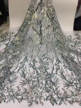 

2020 Latest French Advanced Sequins Nigerian Lace Dress High Quality Sequins Tulle African Lace Fabric Wedding French Tulle Lace