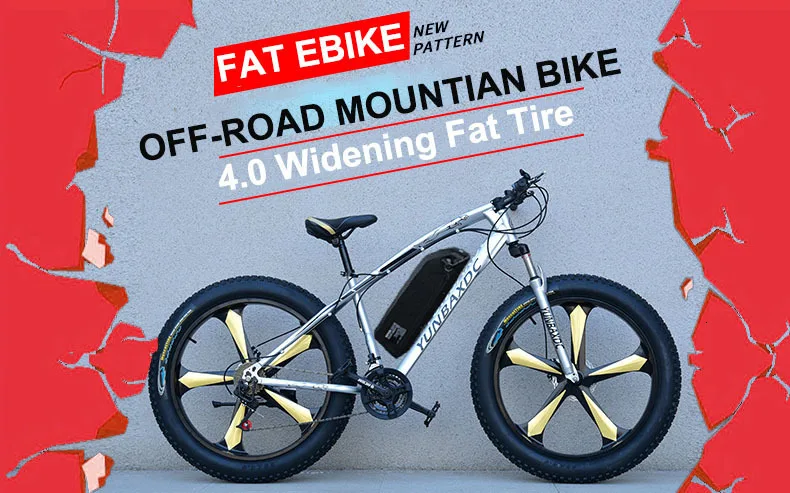 26 дюймов Снежный горный электрический велосипед 48 В литиевая батарея 500 Вт Мотор Fat Ebike 4,0 шины высокоскоростной бесщеточный Электрический велосипед