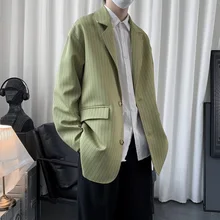Blazer novo masculino listrado terno jaqueta masculina 2021 primavera casual solto dos homens moda blazer hip hop streetwear 5 cores 2xl m