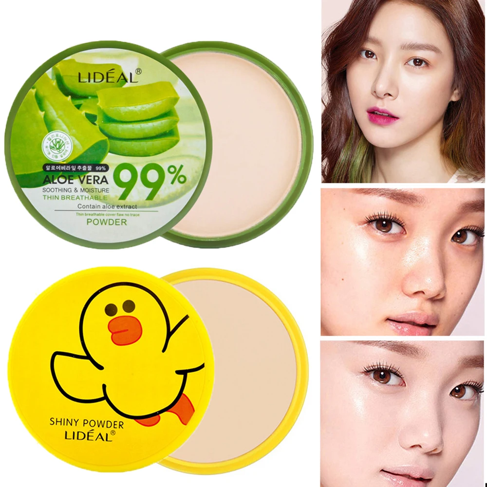 

2019 New 99% Aloe Essence Setting Dry Powder Cake Concealer Light Breathable Control Oil Face Powder Makeup High Quality