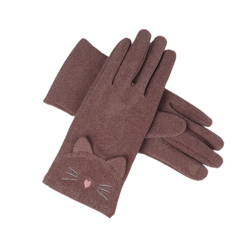 

2019 New Fashion Women Gloves Autumn Winter Rabbit Fur Touch Screen Cute Warm Mitts Full Finger Mittens Female Cashmere Gloves