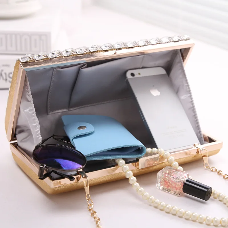 

Miffy er Man-made Diamond Clip Handbag Women's Shoulder Fashion Dinner Box Bag Free