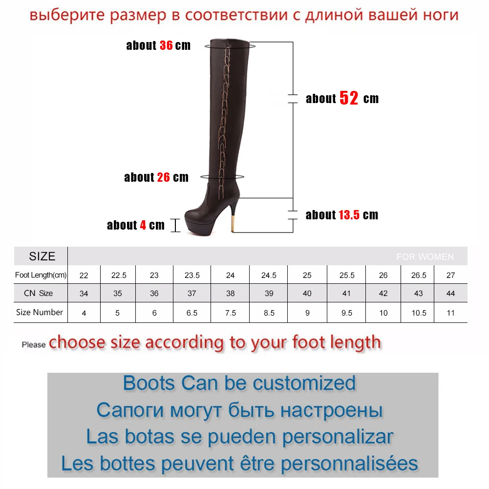 BONJOMARISA/Новые Осенние пикантные сапоги до бедра, Размеры 33-43 г. Женские Сапоги выше колена с украшением женская обувь на высоком тонком каблуке