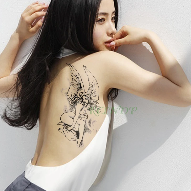 Водостойкая временная татуировка наклейка божественные Крылья Ангела тату стикер s флэш-тату поддельные татуировки для девушек женщин Леди 7 - Цвет: Лиловый