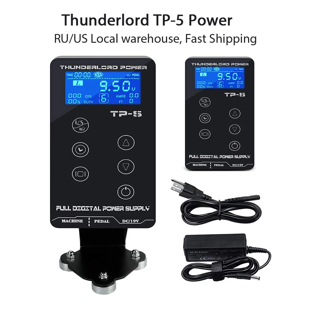 

Thunderlord Tattoo Power TP-5 Tattoo Power Supply Digital LCD Touch Screen Tattoo Power Box For Coil & Rotary Tattoo Machines