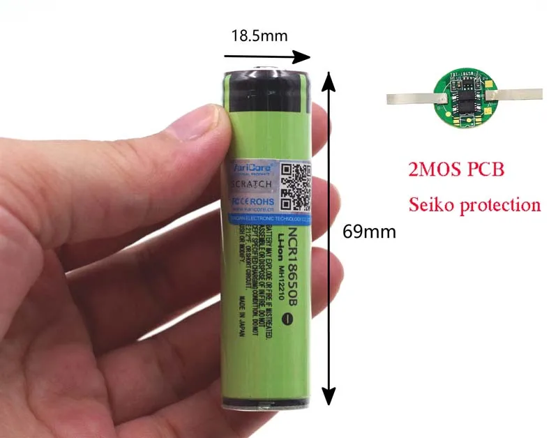 Защищенный 18650 NCR18650B 3400mAh перезаряжаемый литий-ионный аккумулятор с PCB 3,7 V для фонарика