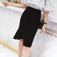 Новинка, Женская шерстяная юбка с оборками, высокая талия, тонкая посылка, ягодицы, длинные юбки, серые, красные, черные, 1821