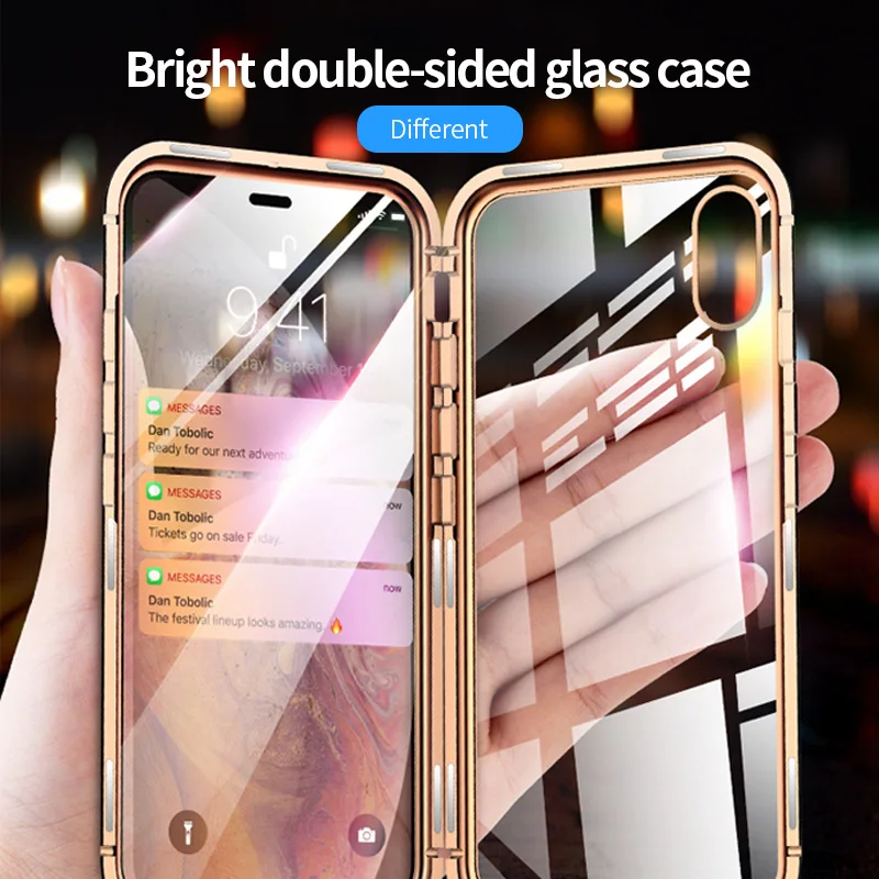 

360 Magnetic Adsorption Metal Case For iphone XSMAX XS X XR 8PLUS 8 7PULS 7 Magnet Cover Case