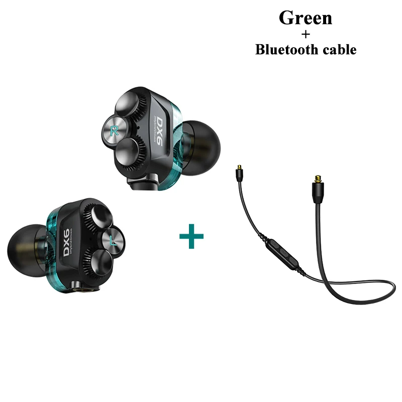 Green with Bluetooth Plextone DX6 bluetooth наушники три единицы 3,5 мм наушники-вкладыши спортивные стерео Бас HIFI Проводная гарнитура с кабель MMCX для Xiaomi - Цвет: Green with Bluetooth