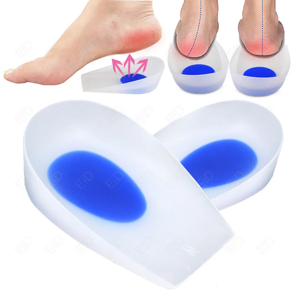 EiD Weiche Silikon-Gel-Einlegesohlen für Fersensporn, Fußschmerzen, lindern Kissen, Fußmassagegerät, Pflege, halbe Fersen-Einlegesohle, Höhenerhöhung – Detail 1