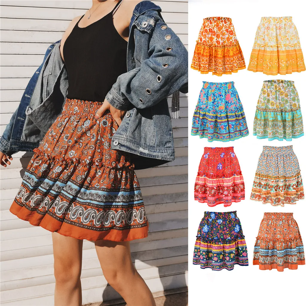 Sexy Bohemia Women Fashion High Waist Frills Skirt for Women Chiffon Half-length Printed Beach A Short Mini Skirts New 2020 российский колокол журнал вып 1 2 2020