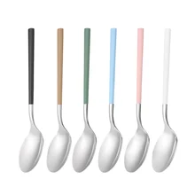 6 цветов, хорошее качество, столовые приборы, ложка, длинная ручка, Западная Посуда, нержавеющая сталь, ложка для супа