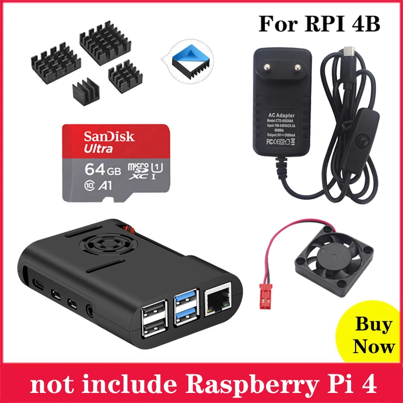 Корпус для Raspberry Pi 4 из АБС пластика черный пластиковый корпус с охлаждающим