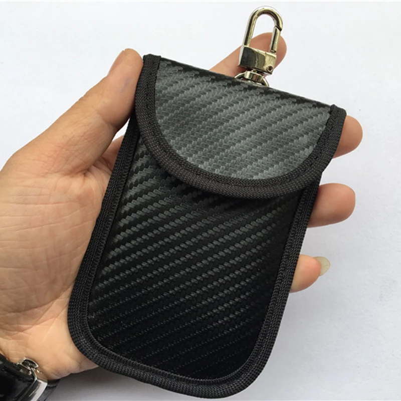 Чехол ключа дистанционного управления автомобилем чехол сумка RFID Блокировка сигнала углеродное волокно черные бирки