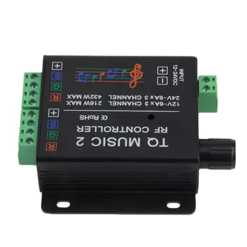 

Sound Audio LED RGB RF Music Controller Touch Remote 2 Channel 12/24V 18A QT