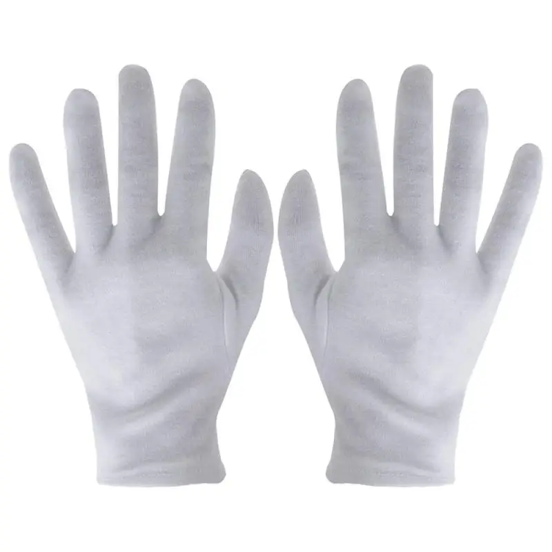 Vendedor Caliente Guantes de trabajo de algodón blanco, 1 par, para manos secas, manejo de película de SPA, piezas de guantes de inspección r0QK3DxAjVE