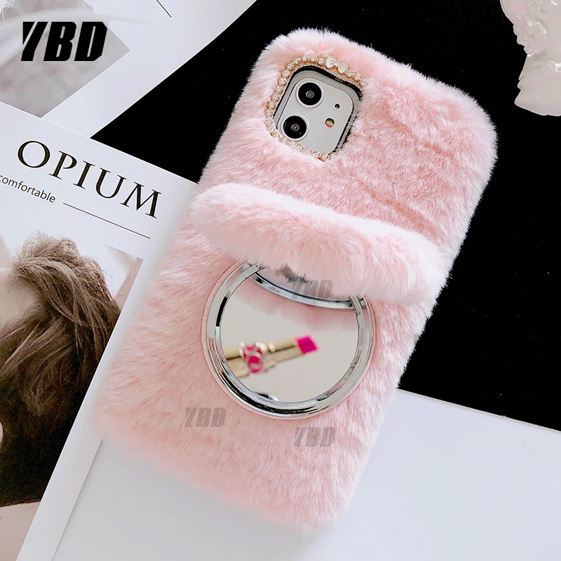 YBD Furry Case for Samsung J4 J6 J8 2018 Prime CORE Magnetic Mirror J2 PRO J3 J7 Funda Coque Cover |