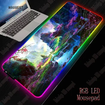 

MRGBEST Flower Forest Landscape RGB Large Gaming Mouse Pad Gamer Led Computer Mousepad Big with Backlight for Keyboard Desk Mat