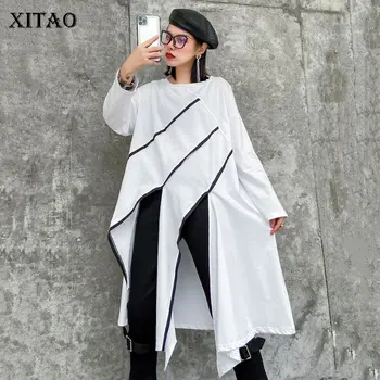 

XITAO Streetwear Long Sleeve T Shirt Plus Size Harajuku Irregular Stitching Tshirt Trend Women Clothes 2020 Spring New DMY3164