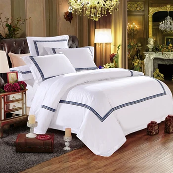 

hotel quality customized embroidered bedding set , cotton bed set