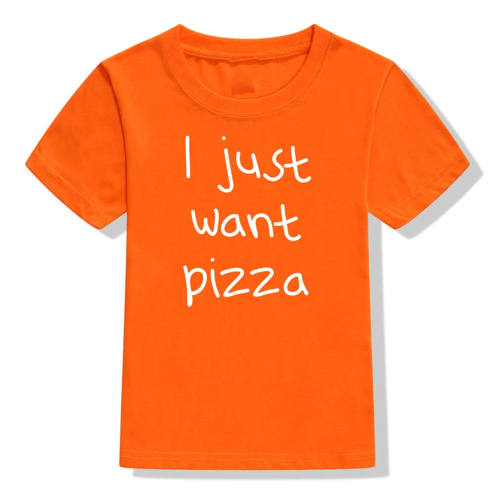 Забавная детская футболка с надписью «I Just Want Pizza»; летние футболки с короткими рукавами для маленьких мальчиков и девочек; детская повседневная футболка; Топ - Цвет: 52F8-KSTOG-