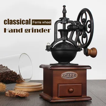

New Hot Coffee Grinder Cast Iron Hand Crank Coffee Machine with Grind Settings Catch Drawer Retro K888