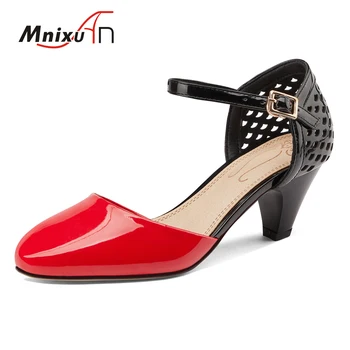 

New arrival 2020 summer red gladiator sandals women shoes patent leather block high heels wedding ladies party shoe plus size 47