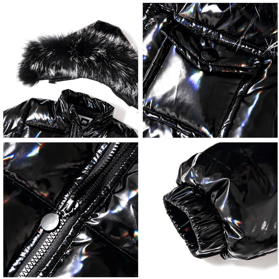 Unisex Winter Down Jacket Coat for Boys 2-14 y Children Thickened Outerwear Nature Fur Parka Kids