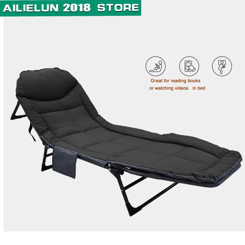 Folding Bed for Tent Travel Office Hiking Camp Nap Lunch Siesta Bed Cot Outdoor Portable Adjustable Chair Recliner