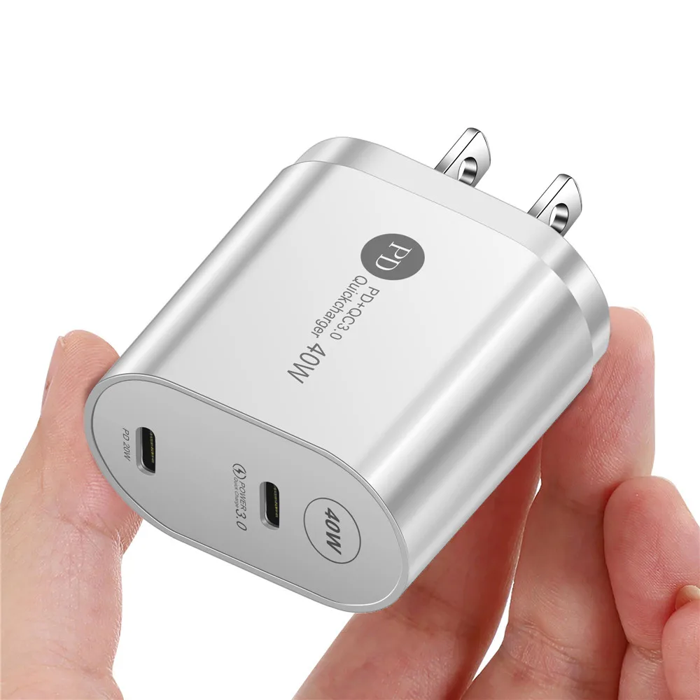 usb car charge Electop 40W Quick Charge Dual PD USB Type-C QC 3.0 Fast Charger For iPhone 13 12 11 Pro Max X Xr iPad Universal Adapter usb c 65w