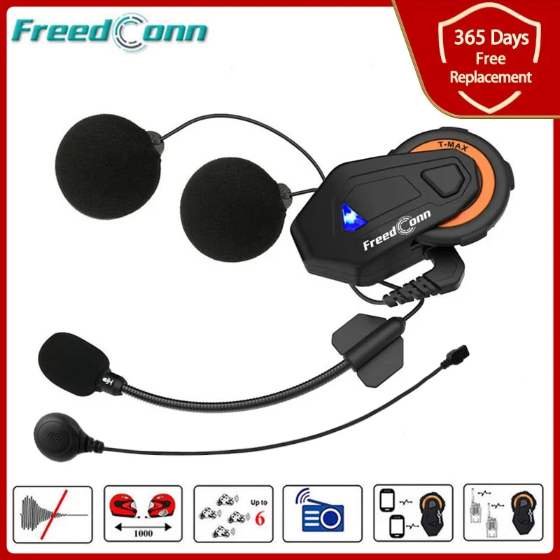 Freedconn T MAX Motorfiets Intercom Helm Bluetooth Headset Motor 6 Rijders  Groep Praten Fm Radio Interphone|Helmet Headsets| - AliExpress