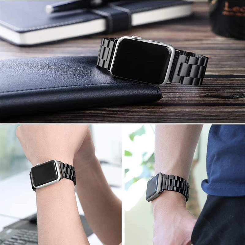 

EUBBOM 38/40/40/44mm Sport Band for Apple Watch Stainless Steel Replacement Strap Bracelet Adjustable Wristband Belt