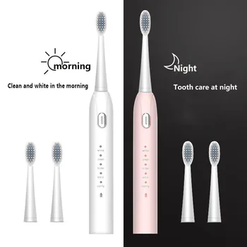

USB Rechargeable Electric Toothbrush Ultrasonic Waterproof Automatic Travel Tooth Cleaner Brush Sonic With 2 Brush Head Gift