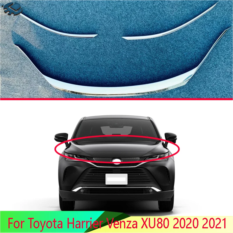 For Toyota Harrier Venza XU80 2020 2021 Car Accessories ABS Chrome Front Hood Bonnet Grill Grille Bumper Lip Mesh Trim Cover