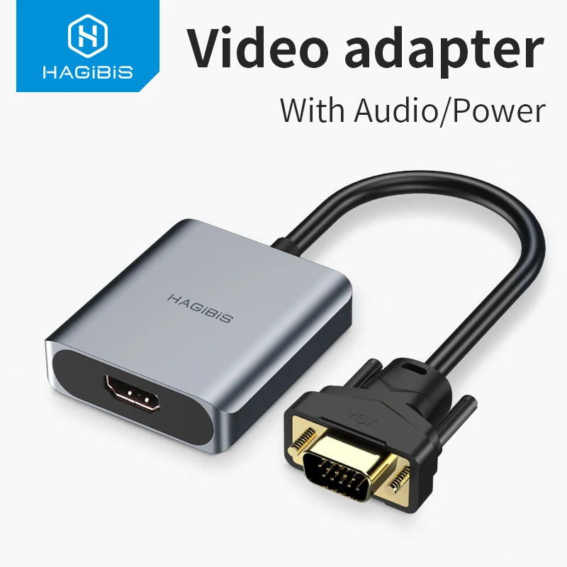 VGA to HDMI Converter With 3.5mm AUX For PC Laptop HDTV Projector