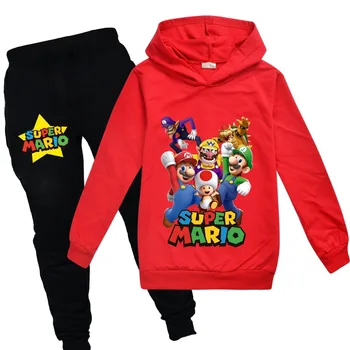 

3-14 years old children's sportswear hoodie super mario brothers boys and girls long sleeve spring and autumn winter suit