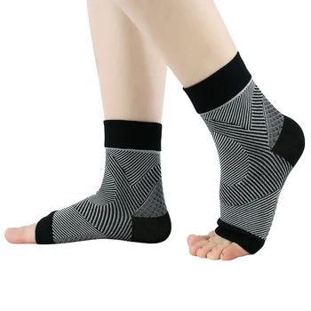 1 paar Sport Ankle Brace Protector Ademend Anti-zweet Compressie Voeten Ondersteuning Wrap Mouwen Bescherming Voor Fasciitis Plantaris