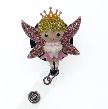 

Popular Red Heart decorative jewelry Rhinestone Retractable ID Badge Holder/Badge Reel