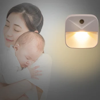 

Light Sensor Control LED Night Light Mini Square Bedroom Toilet Lamp US Plug J8 #3