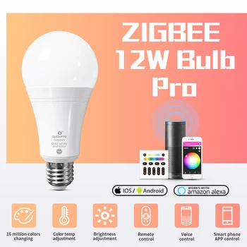 

GLEDOPTO Smart ZigBee 3.0 LED Bulb Pro 12W RGBCCT Light Bulb Work with Amazon Echo Plus SmartThings APP/Voice/RF Remote Control