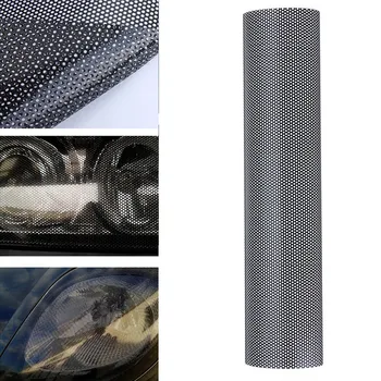 

Car Light Film Tinting Perforated Mesh Vinyl Film Fly-Eye Headlight Rear Lamps Sticker 60x106cm 1*Car Light Film