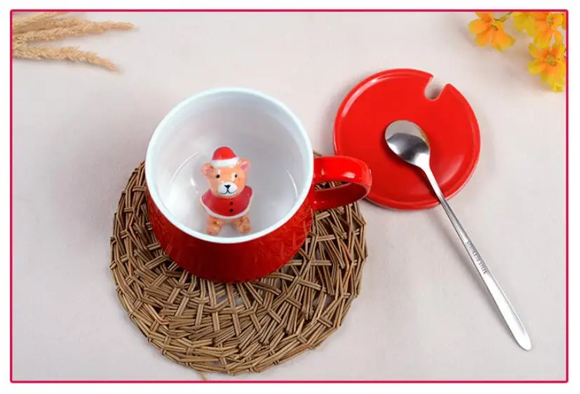 Новая креативная красная чашка, кружка с молоком, Рождественское украшение, милая мультяшная чашка в форме животного, кружка для девочек, кружка для напитков, для дома, офиса, милая чашка на Рождество