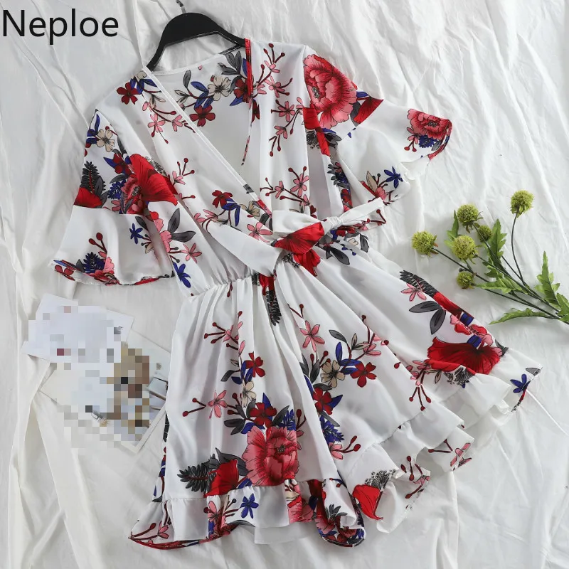 Женские комбинезоны с цветочным принтом Neploe Boho шифоновые боди v образным вырезом